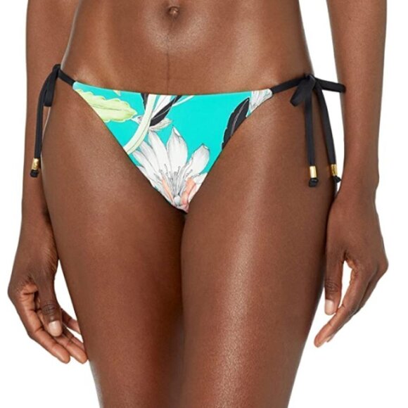 Trina Turk 'Shangri La' Floral-Print Side-Tie Hipster Bikini Bottom, Jade - Picture 1 of 2